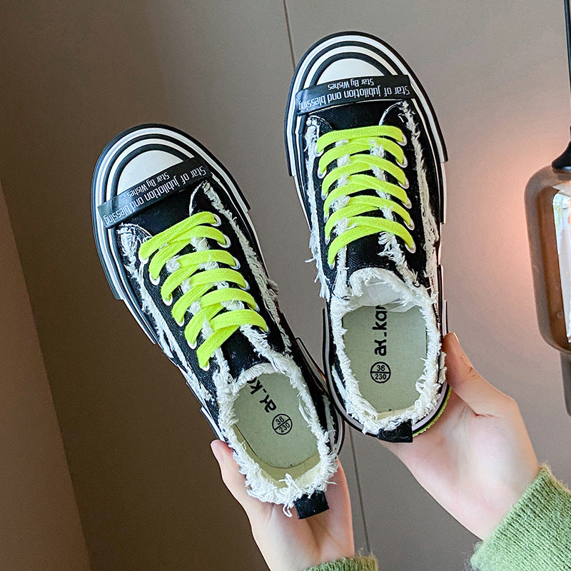 Platform stitching ladies canvas shoes