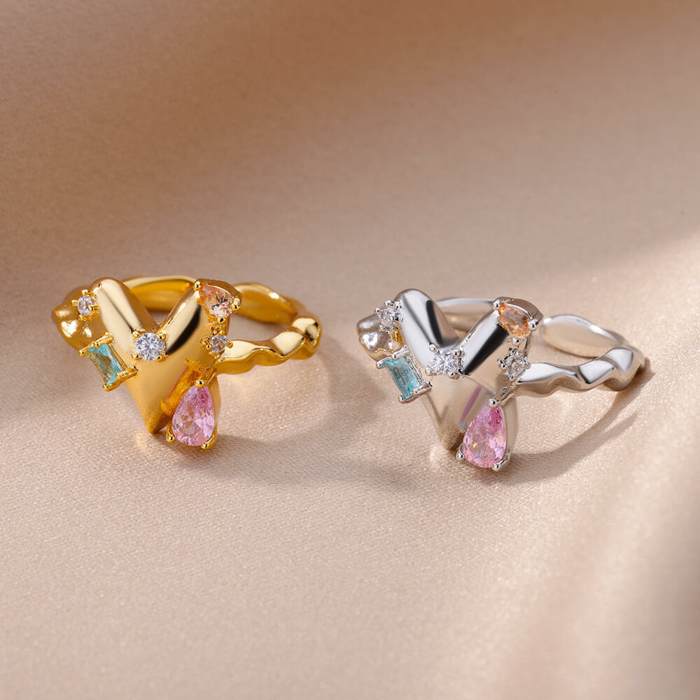 Zircon Niche Fashion, Heart-shaped Ring, Light Luxury Jewelry