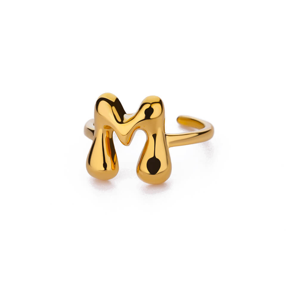 Cute Bubble Letters Ring Gold 18K Gold Plated Ring