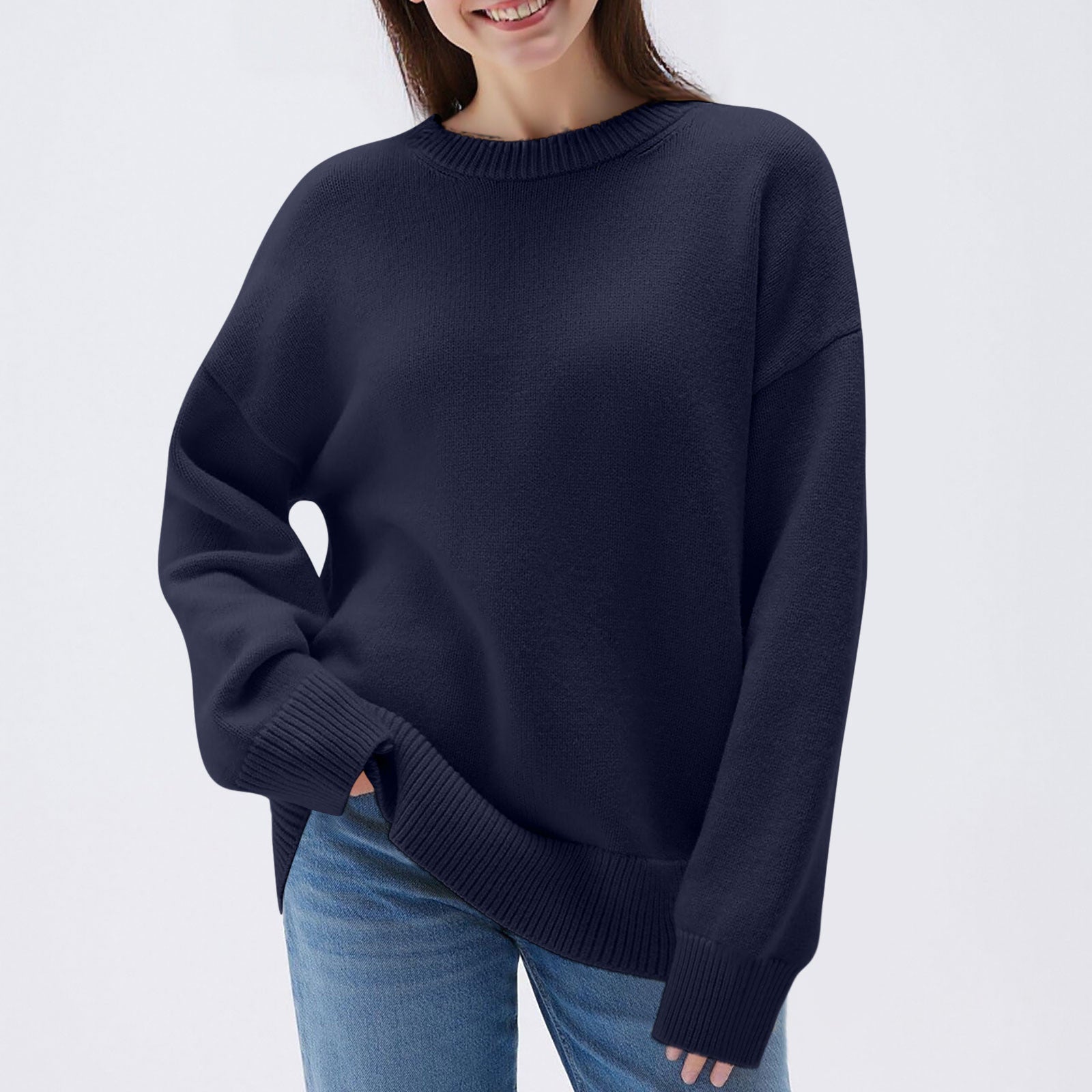 Women's Loose Casual Round Neck Long Sleeved Sweatshirt