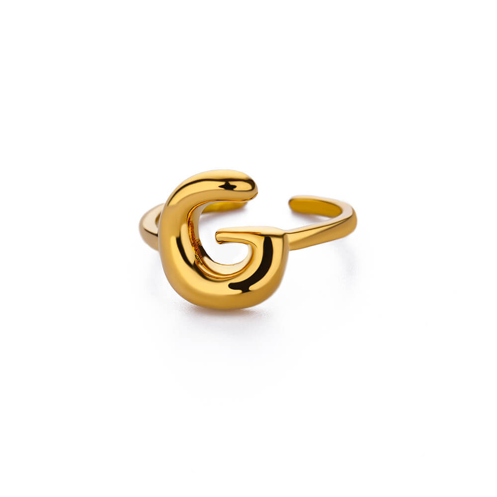 Cute Bubble Letters Ring Gold 18K Gold Plated Ring