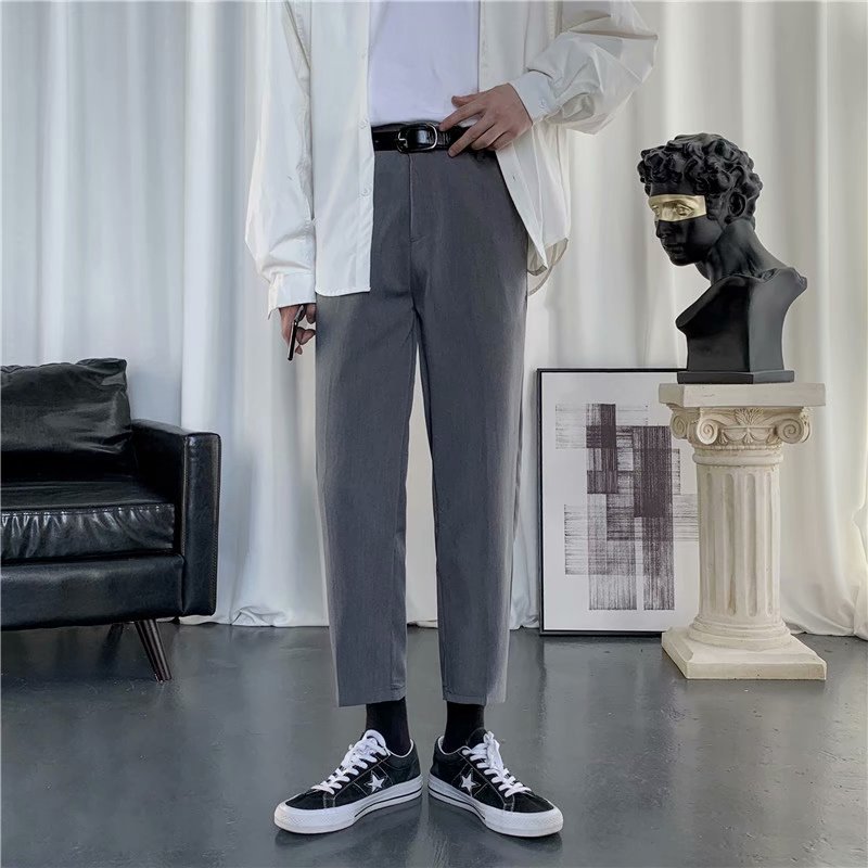 Mens Casual Loose-fitting Versatile Straight-leg Pants