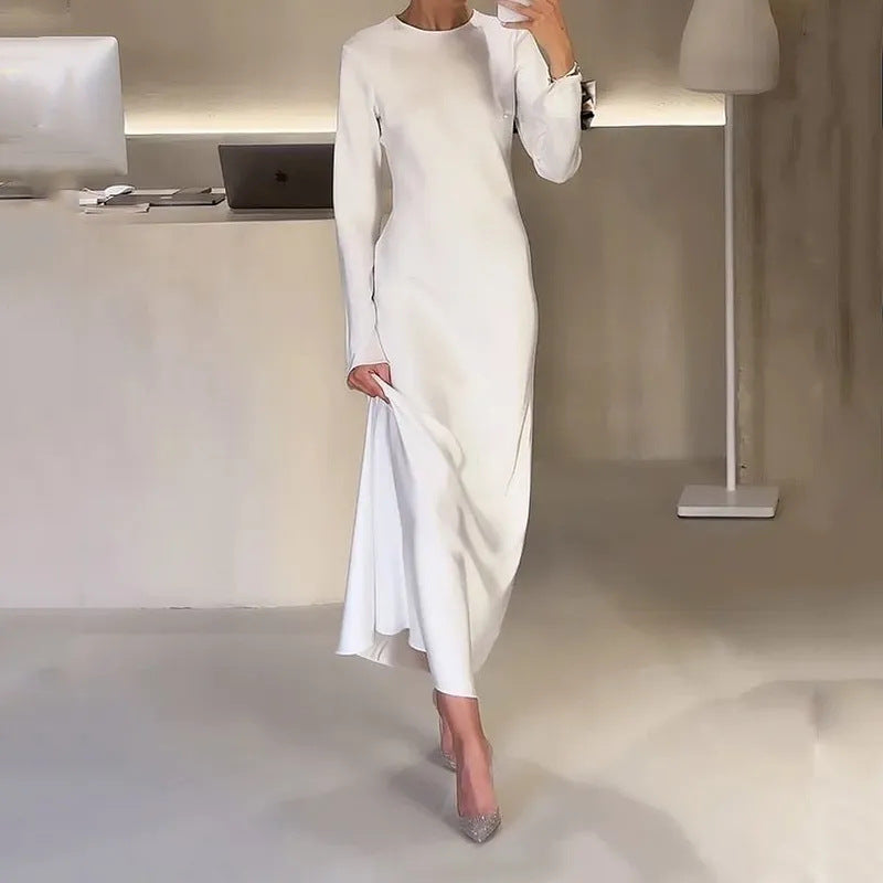 Casual Slim-fit Long Dress Perfect For Relaxed At-home Wear