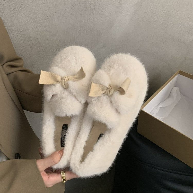 Winter Warm Bow Tie Shoes Ladies