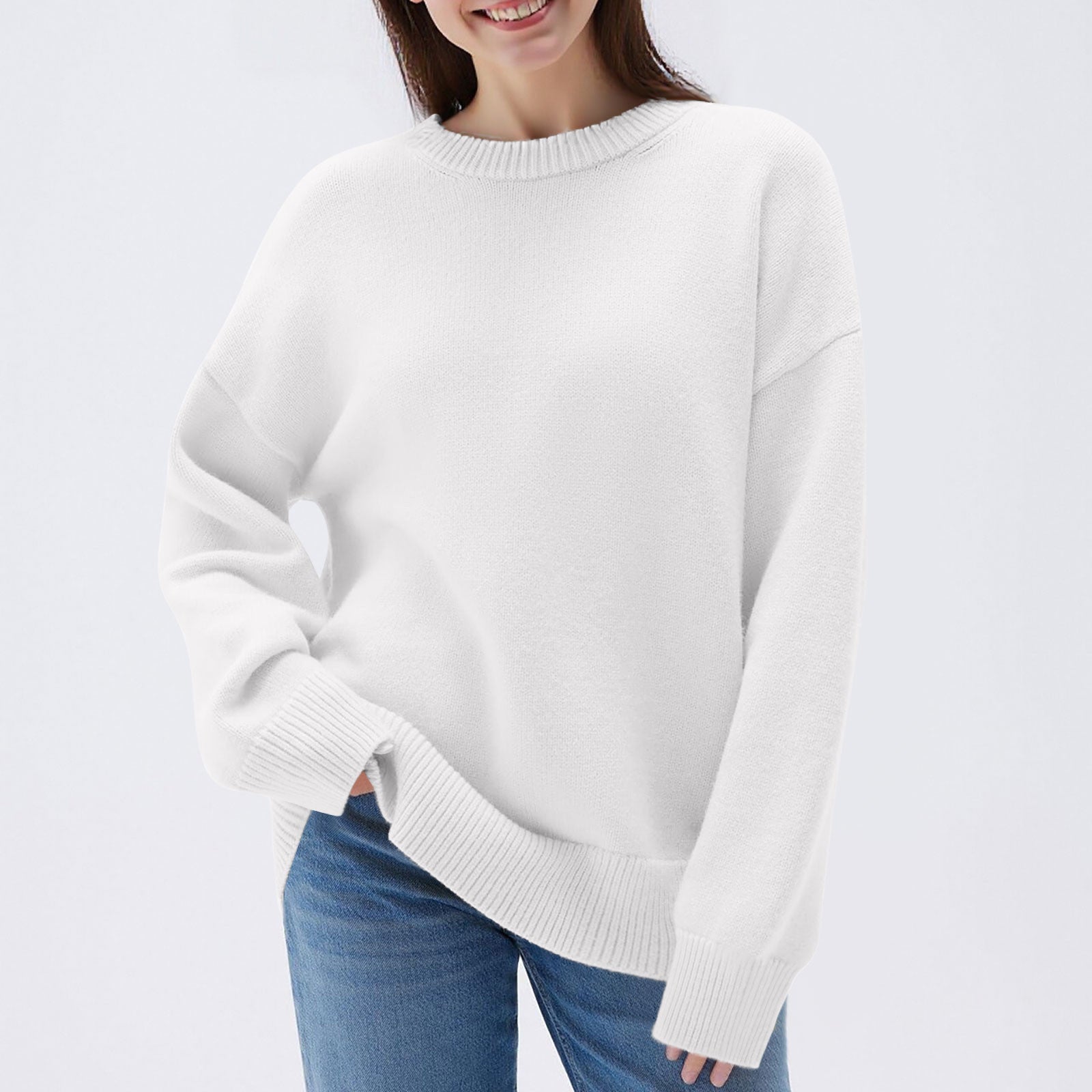 Women's Loose Casual Round Neck Long Sleeved Sweatshirt