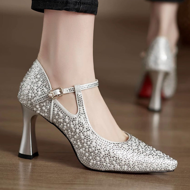 Low-cut Cheongsam Wedding Banquet Shoes Womens High Heels