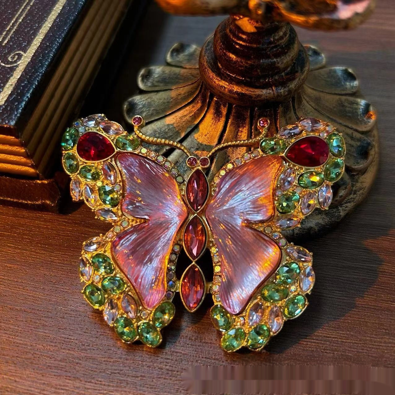 Butterfly Rhinestone Sweet Brooch Necklace Suit