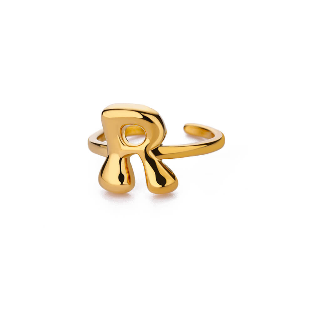 Cute Bubble Letters Ring Gold 18K Gold Plated Ring
