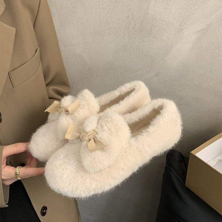 Winter Warm Bow Tie Shoes Ladies
