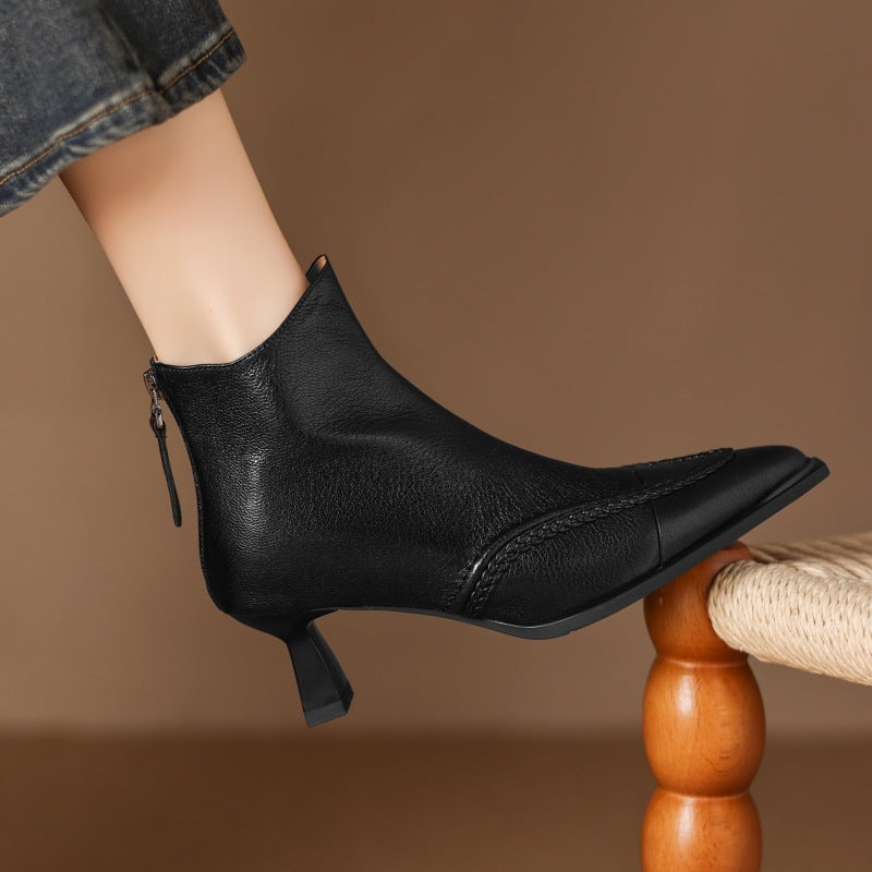 Pointed-toe Slimming Fleece-lined Womens Stiletto Heels With A Back Zipper