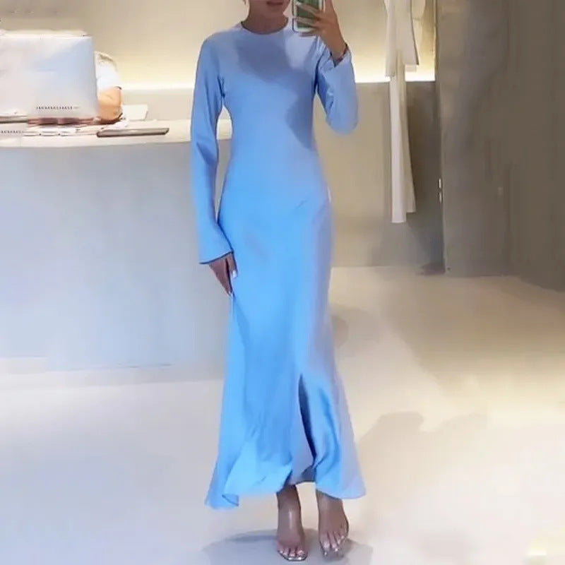 Casual Slim-fit Long Dress Perfect For Relaxed At-home Wear