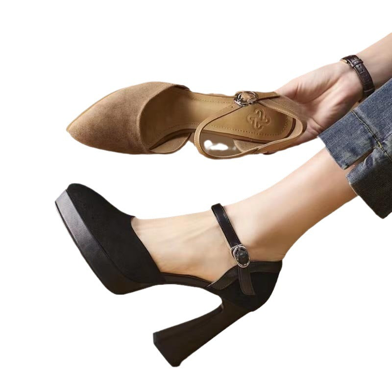 Womens Closed-Toe High-Heel Sandals With Chunky Heels