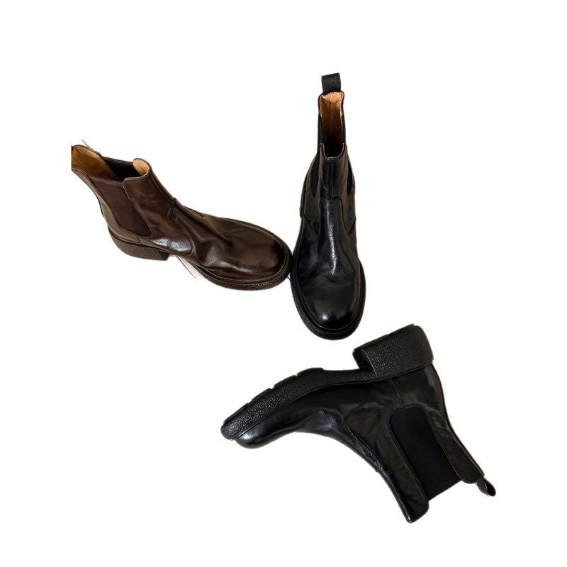 Womens British-style Dr Ankle Boots With Chunky Heels