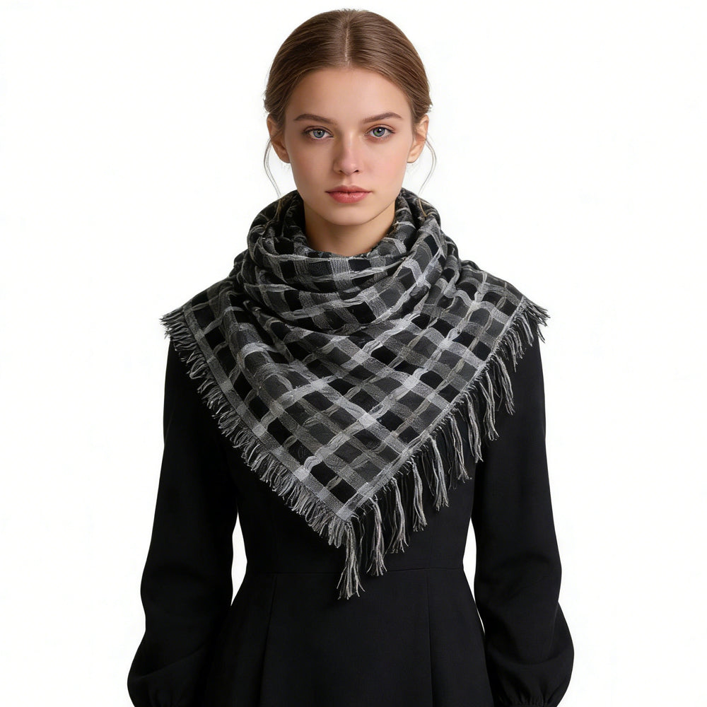 2pcs Grey Leopard Printed Square Scarf , Minimalist Head Scarf ,Luxe Look For Evening Wear,Scarf,vacation,daily Life,evening Party,Office Appropriate Subtlety For Women Men