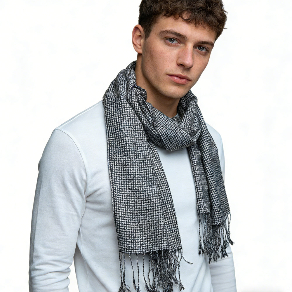 2pcs Modern Edge With Classic Colors Black White Graphic Jacquard Scarf ,Luxe Look For Evening Wear,Scarf,vacation,daily Life,evening Party,Office Appropriate Subtlety For Women Men