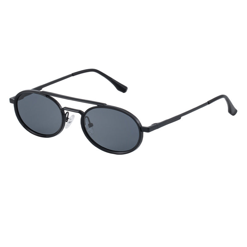 Retro-style Oval-frame Steampunk Sunglasses