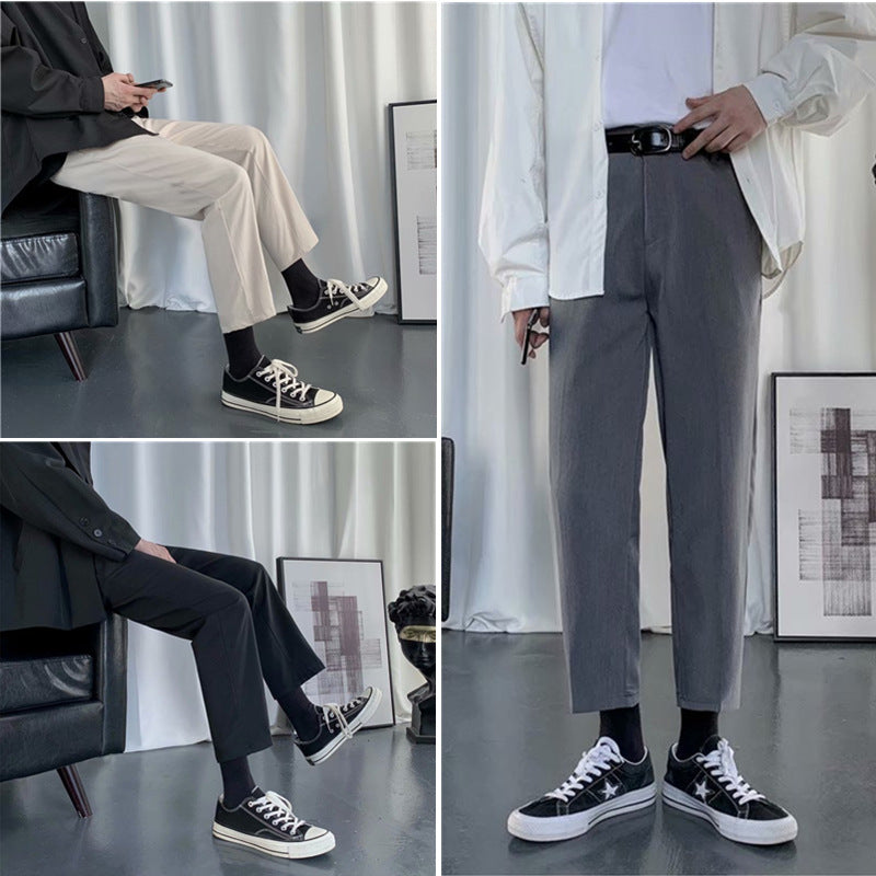 Mens Casual Loose-fitting Versatile Straight-leg Pants