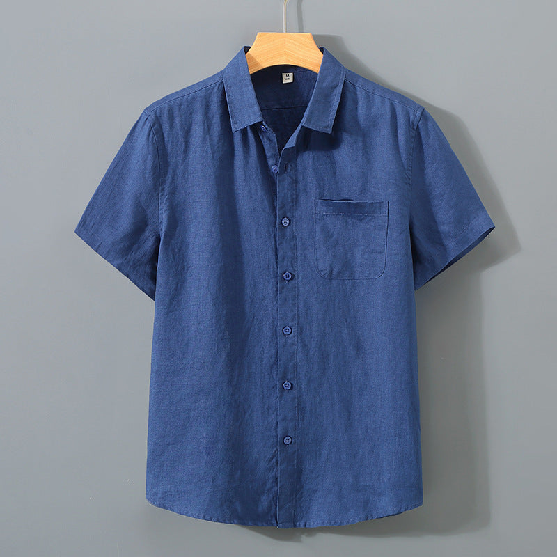 Mens Pure Linen Short Sleeve Shirt
