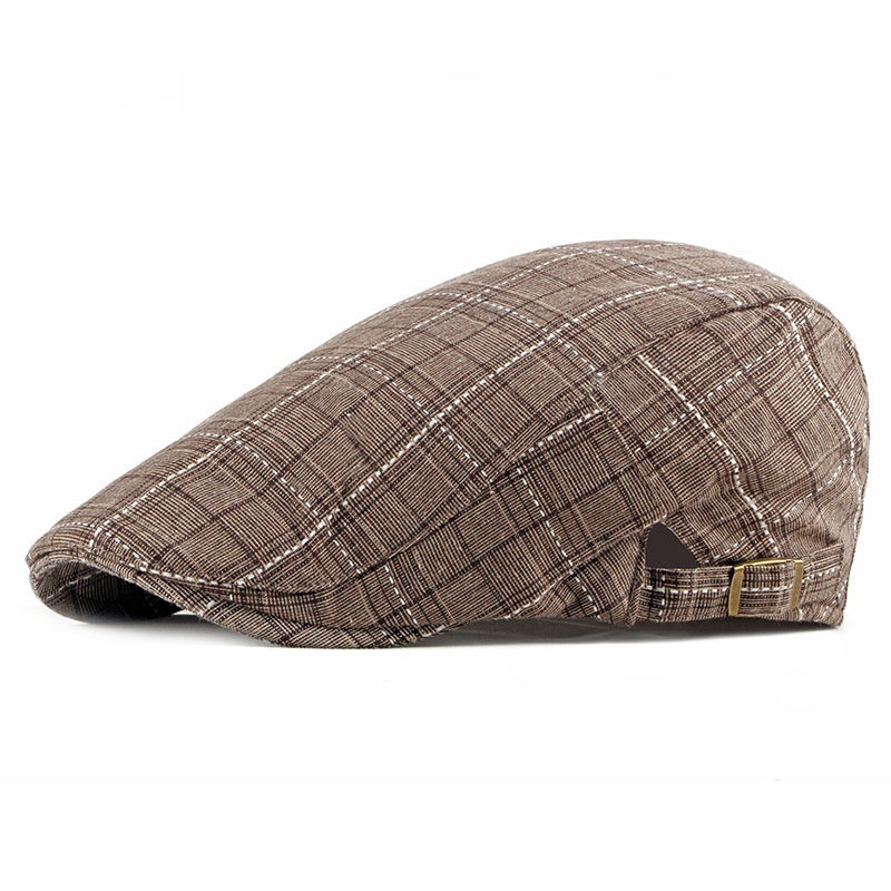 Mens Retro British Gingham Peaked Cap