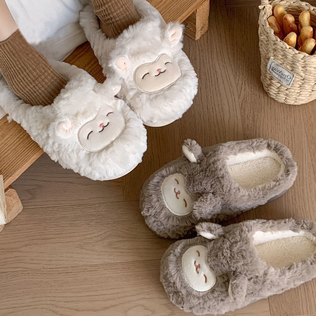 Warmth-Keeping Cotton Slippers For Couples Mens Non-Slip Fuzzy Indoor Postpartum Shoes