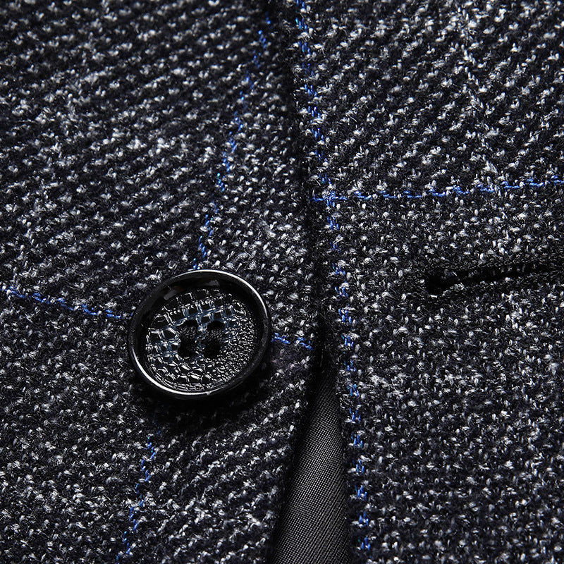 Single-Breasted Plaid Business-Casual Jacket