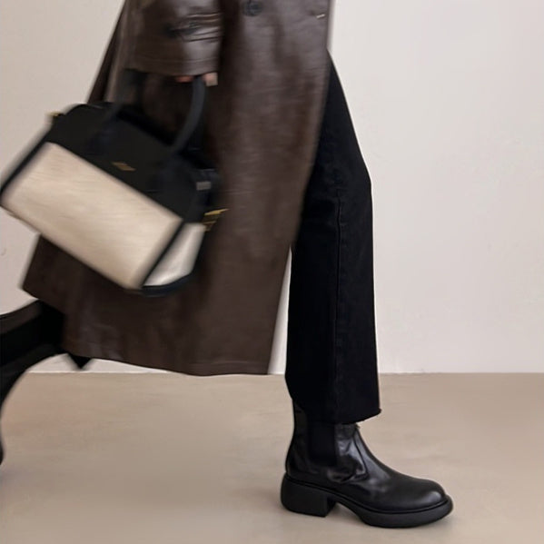 Womens British-style Dr Ankle Boots With Chunky Heels