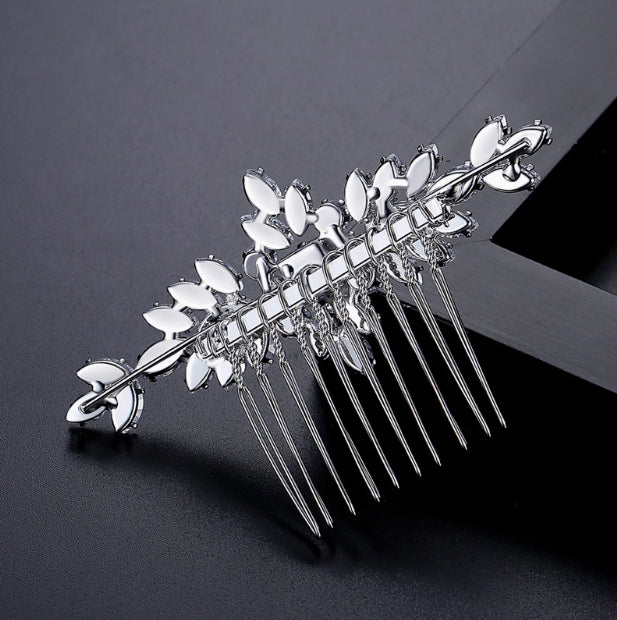S925 Pure Silver Moissanite Fashionable New Bride Hair Comb Light Luxury Headwear