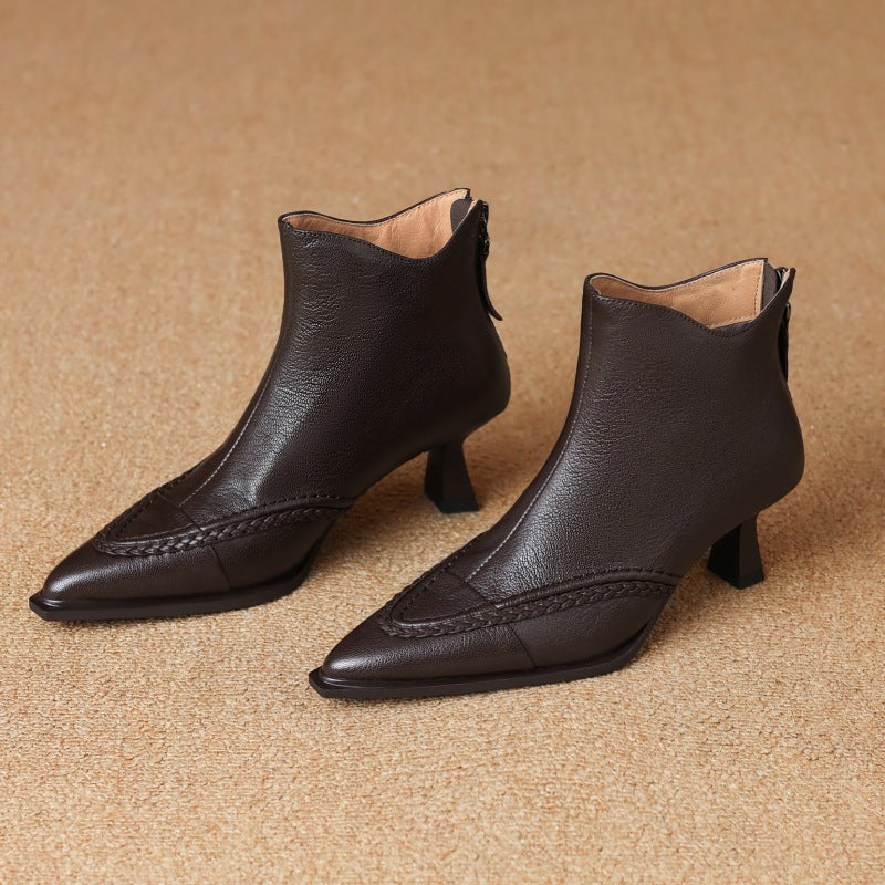 Pointed-toe Slimming Fleece-lined Womens Stiletto Heels With A Back Zipper