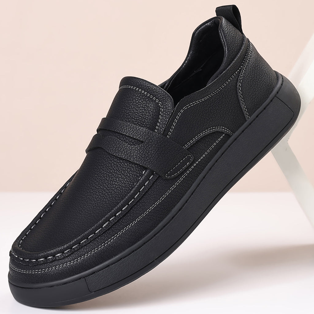 Mens Casual Slip-on Leather Shoes With Soft Soles