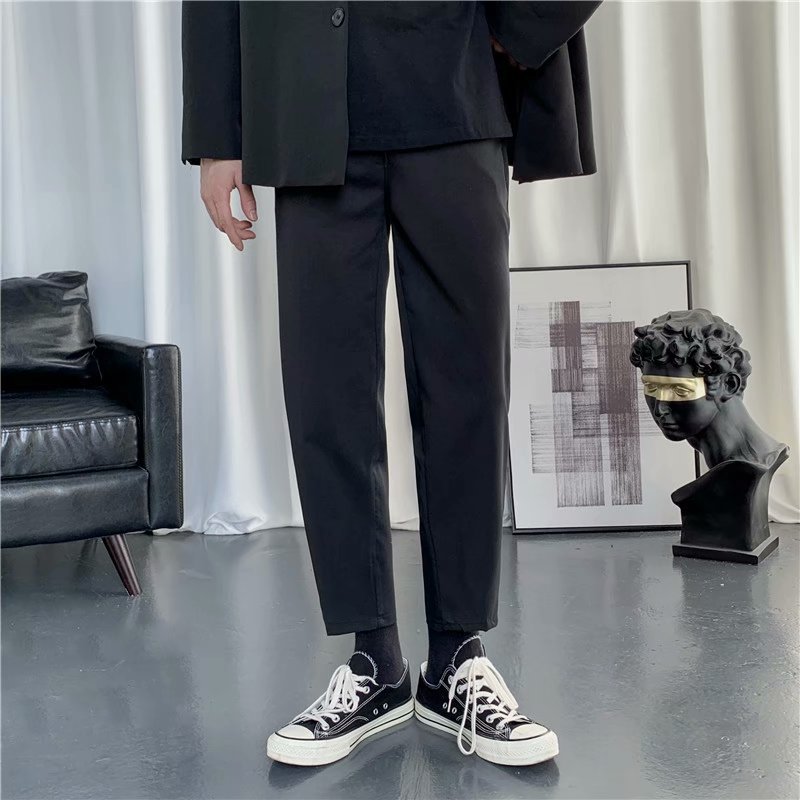 Mens Casual Loose-fitting Versatile Straight-leg Pants