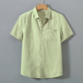 Mens Pure Linen Short Sleeve Shirt