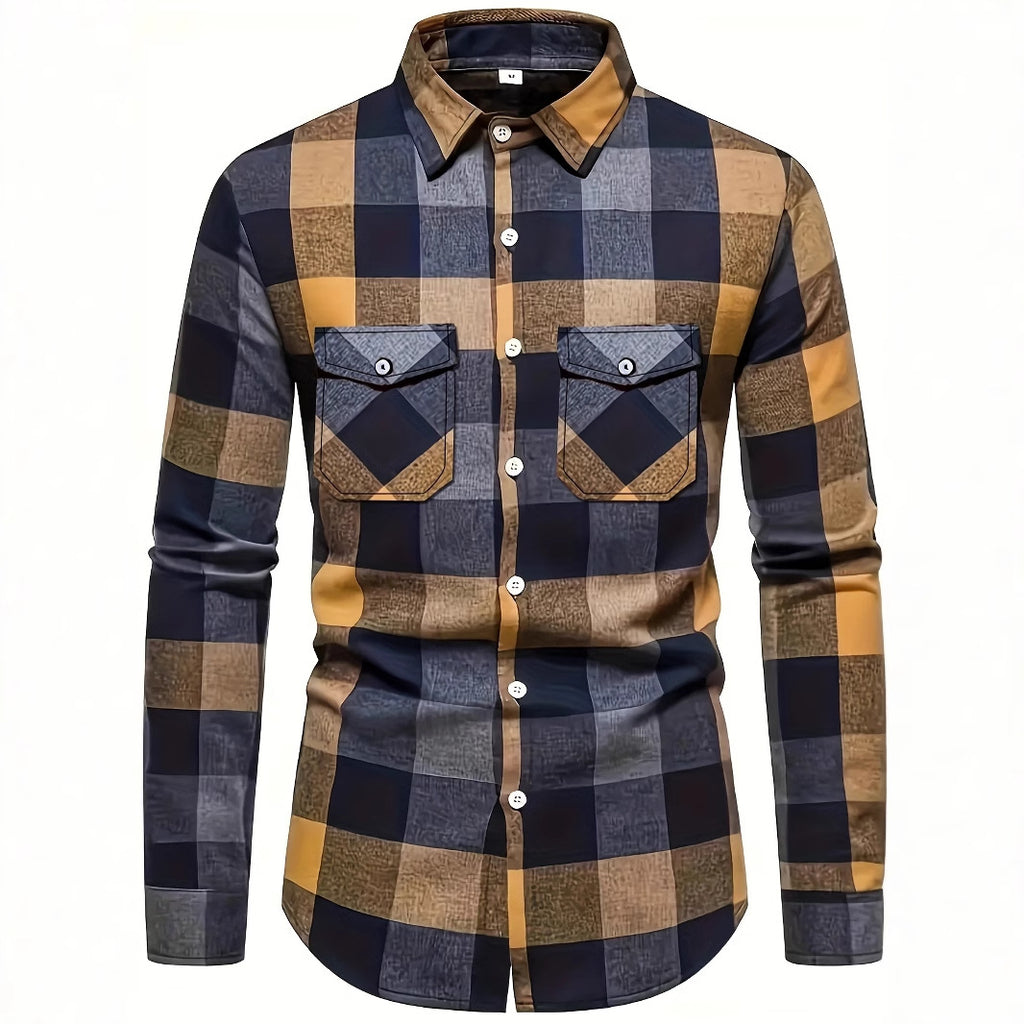 Mens Stylish Long-Sleeve Lapel Shirt