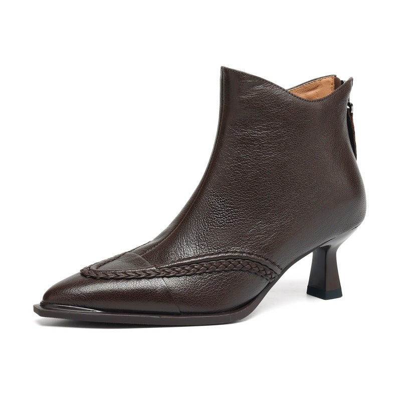 Pointed-toe Slimming Fleece-lined Womens Stiletto Heels With A Back Zipper