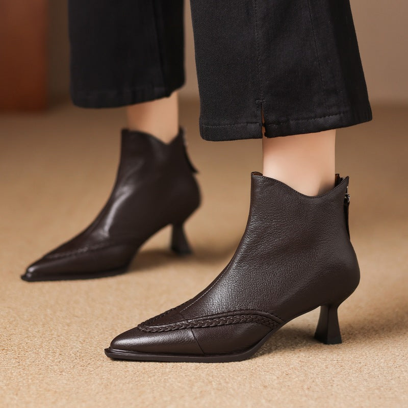 Pointed-toe Slimming Fleece-lined Womens Stiletto Heels With A Back Zipper