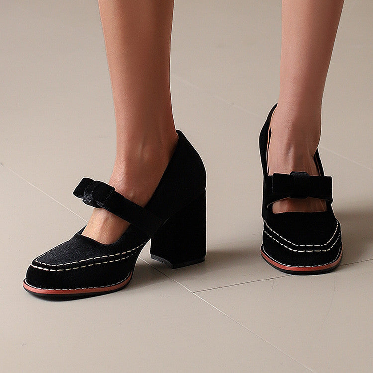 Womens Stylish Low-cut High Heels With A Bow Detail