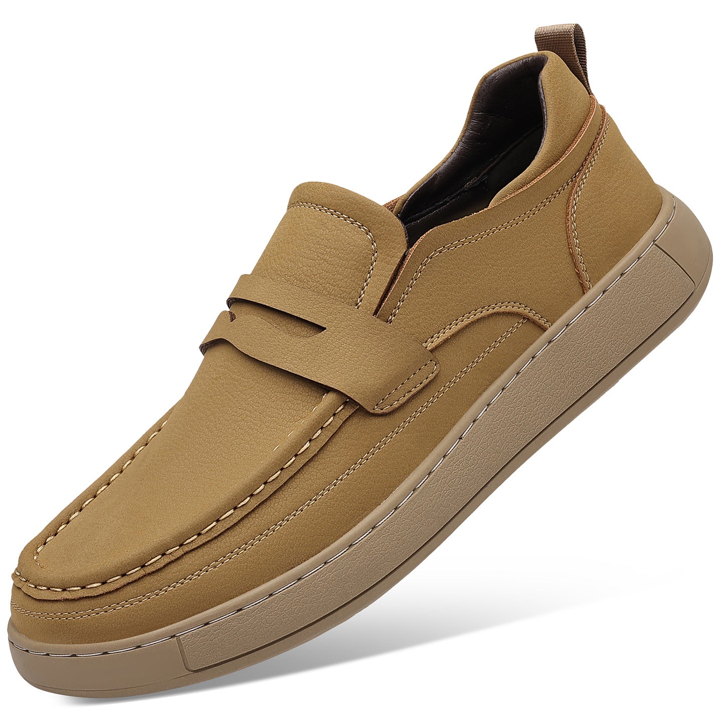 Mens Casual Slip-on Leather Shoes With Soft Soles