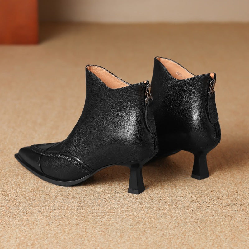 Pointed-toe Slimming Fleece-lined Womens Stiletto Heels With A Back Zipper