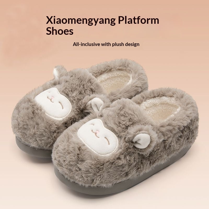 Warmth-Keeping Cotton Slippers For Couples Mens Non-Slip Fuzzy Indoor Postpartum Shoes