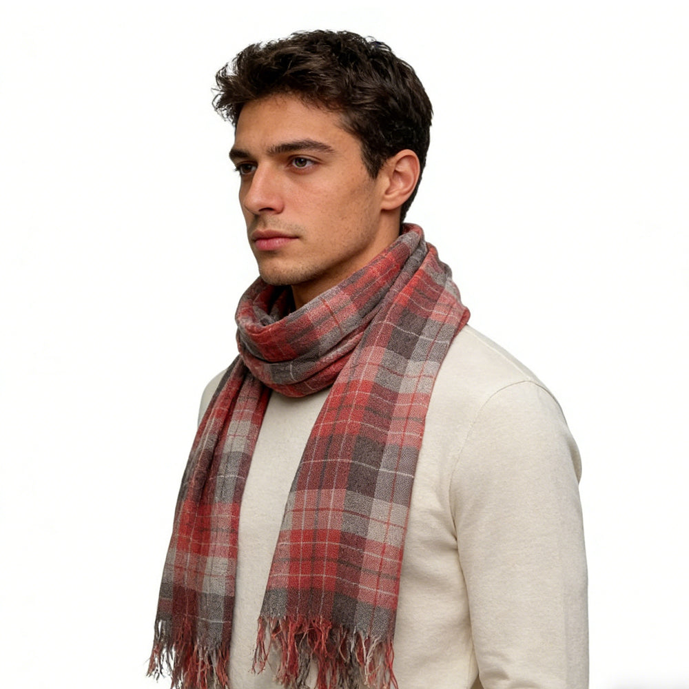 2pcs Lightweight Fashion Orange Red Yarn Dyed Scarf ,Luxe Look For Evening Wear,Scarf,vacation,daily Life,evening Party,Office Appropriate Subtlety For Women Men