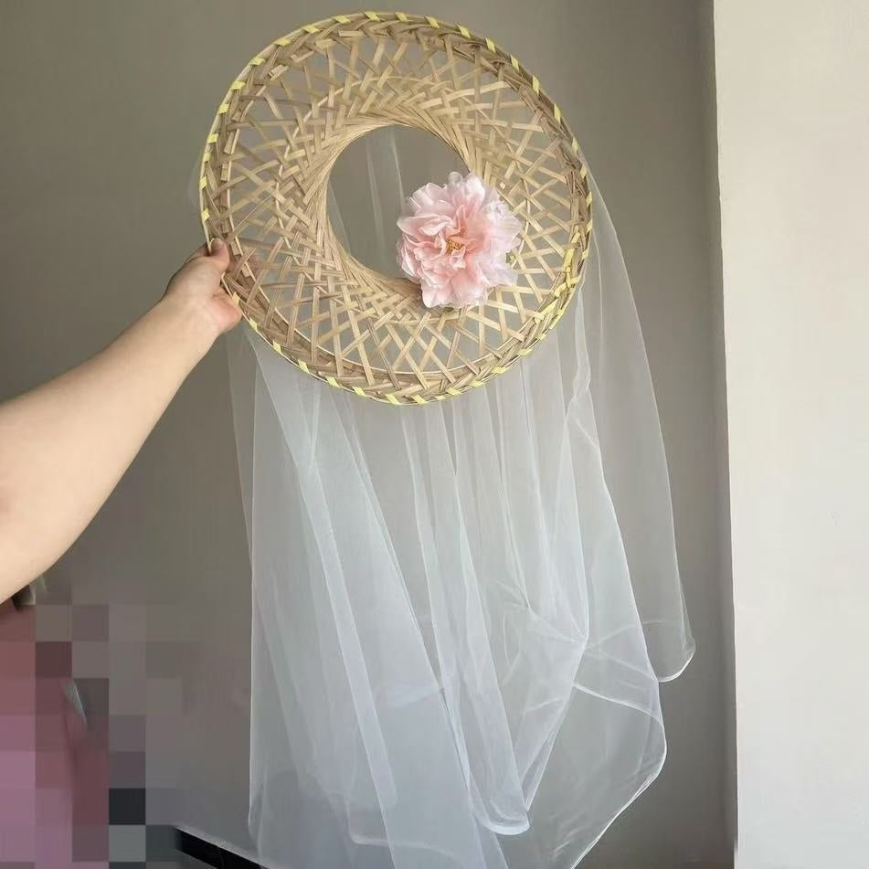 Hanfu Hat Bamboo Hat Tassel Crystal Curtain Chivalrous Woman Bamboo Hat Veil