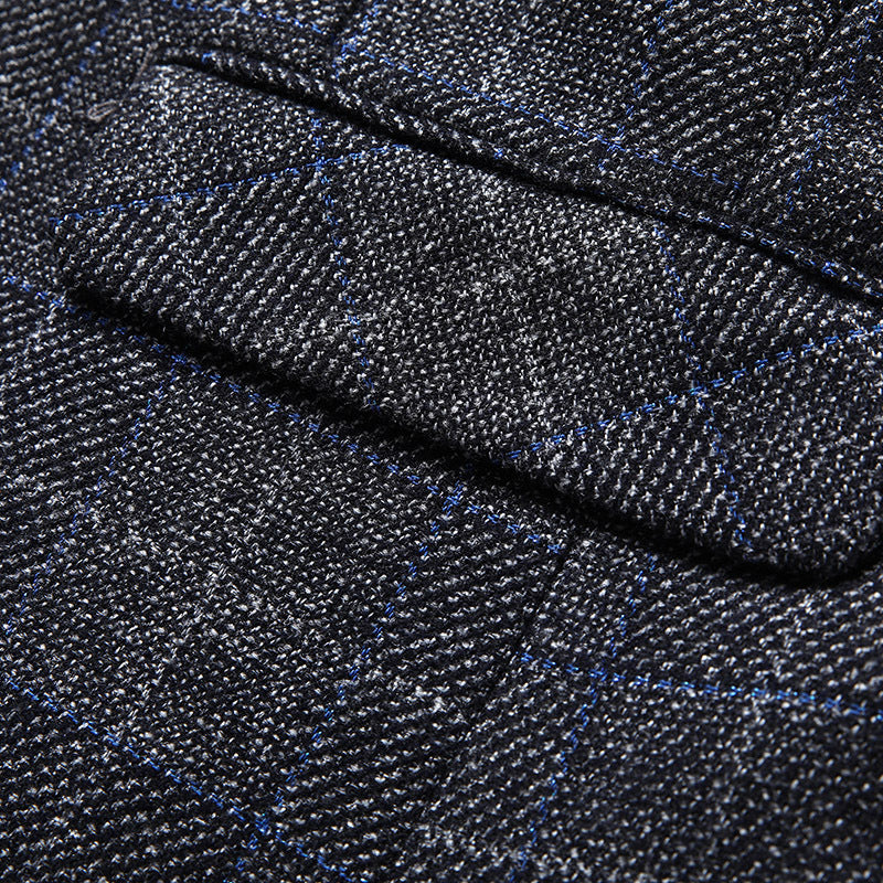 Single-Breasted Plaid Business-Casual Jacket