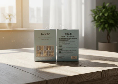 Febble - Baby Blue & Silver Wave Press-On Nails (Original)