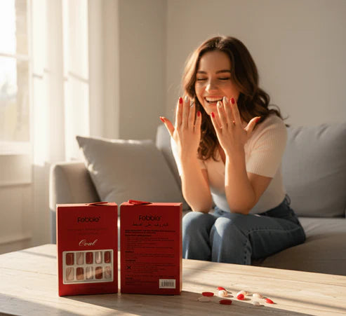 Febble - Classic Red with Gold Accent Press-On Nails (Original)