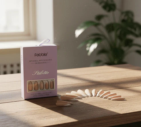 Febble - Nude Net Pattern Mix Press-On Nails (Original)