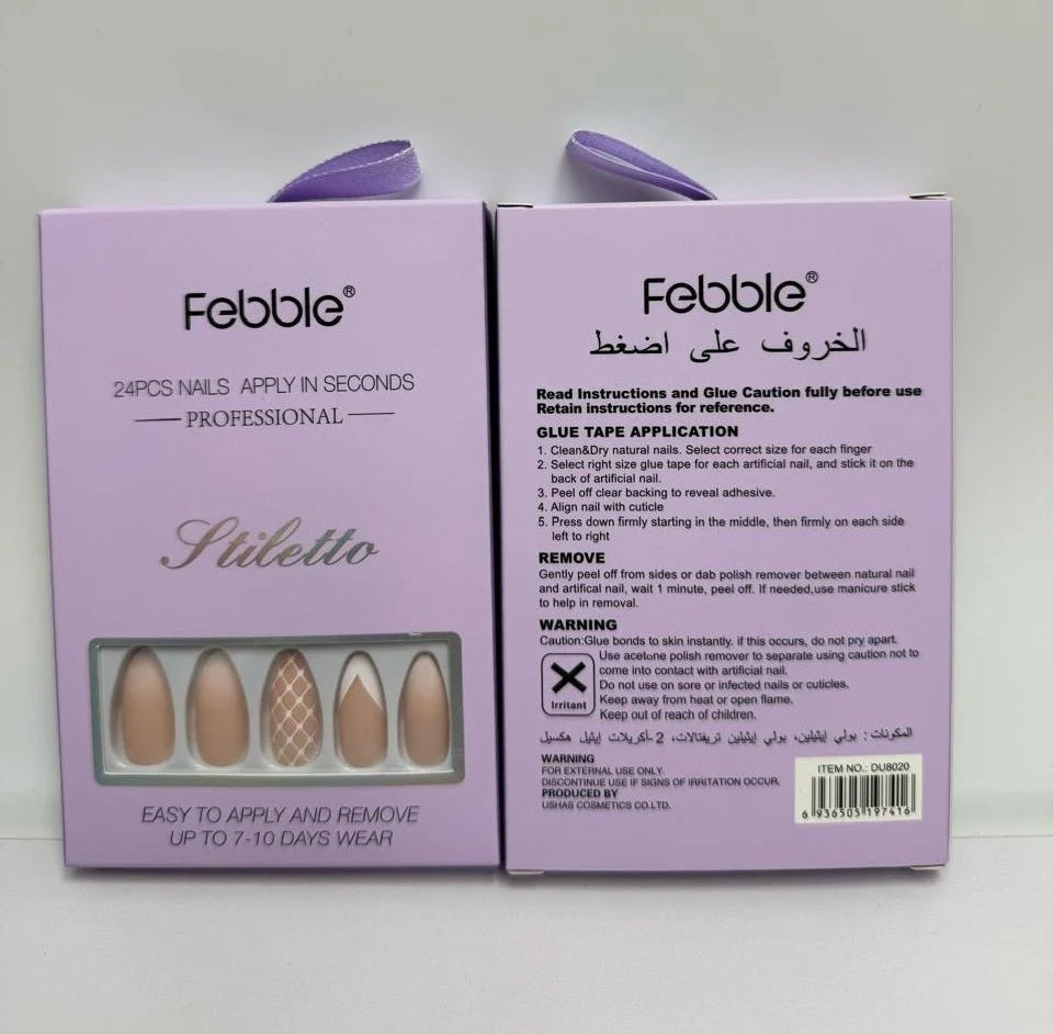 Febble - Nude Net Pattern Mix Press-On Nails (Original)