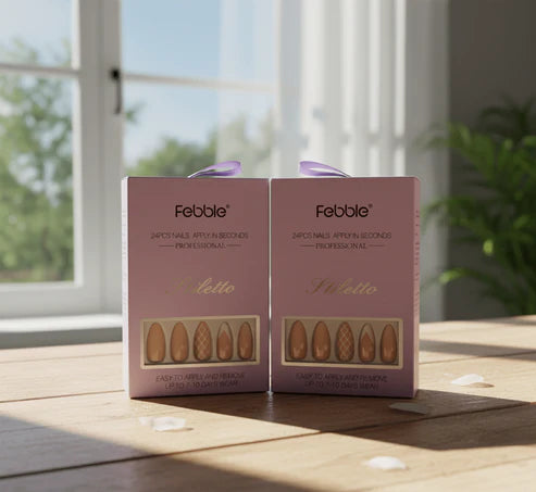 Febble - Nude Net Pattern Mix Press-On Nails (Original)