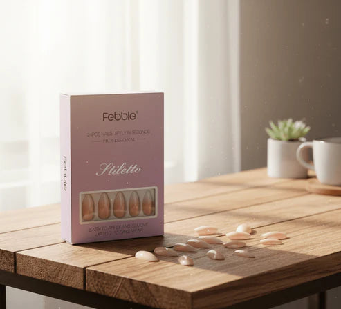 Febble - Nude Silver Wave Oval Nails (Original)