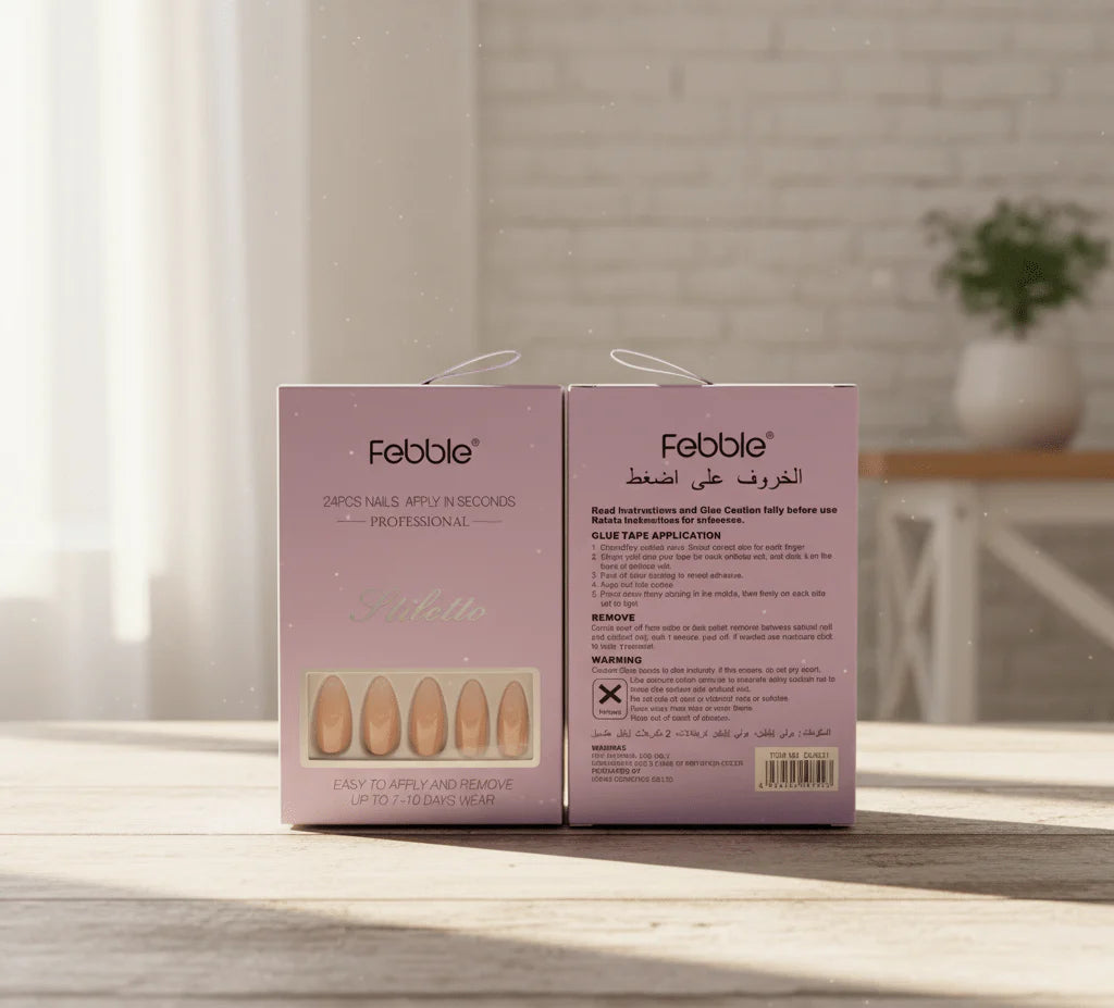 Febble - Nude Silver Wave Oval Nails (Original)