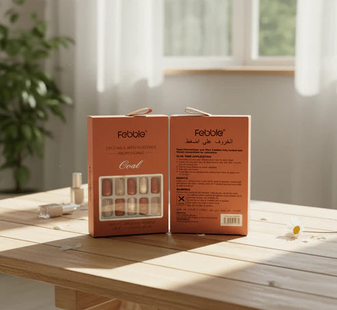 Febble - Peach Nude with Silver Sparkle Press-On Nails (Original)