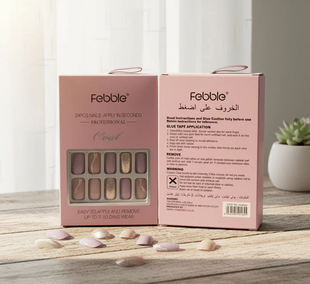 Febble - Soft Lavender & Silver Glitter Press-On Nails (Original)